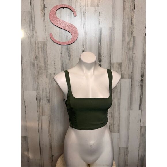 Forever 21 Green Square Neck Bustier Crop Top Size S - Picture 5 of 8
